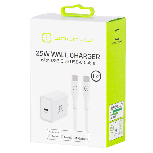 25W Wall Charger with USB-C to USB-C Cable