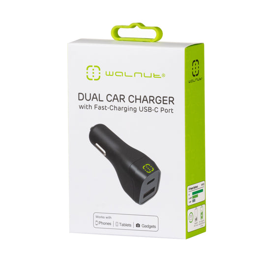 Dual Car Charger with Fast-Charging USB-C Port