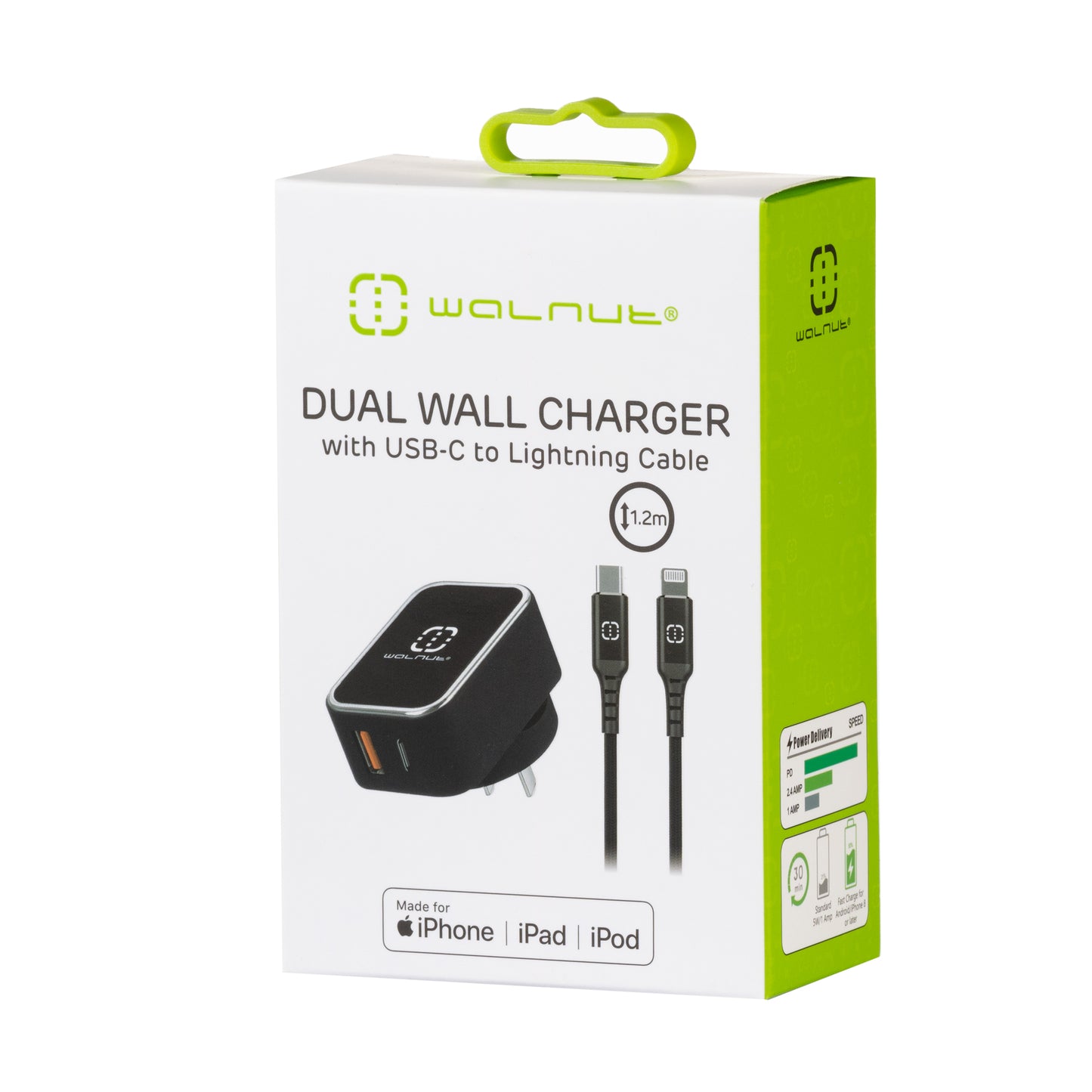 Dual Wall Charger with USB-C to Lightning Cable