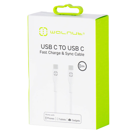 USB C to USB C Fast Charge and Sync Cable 2M White