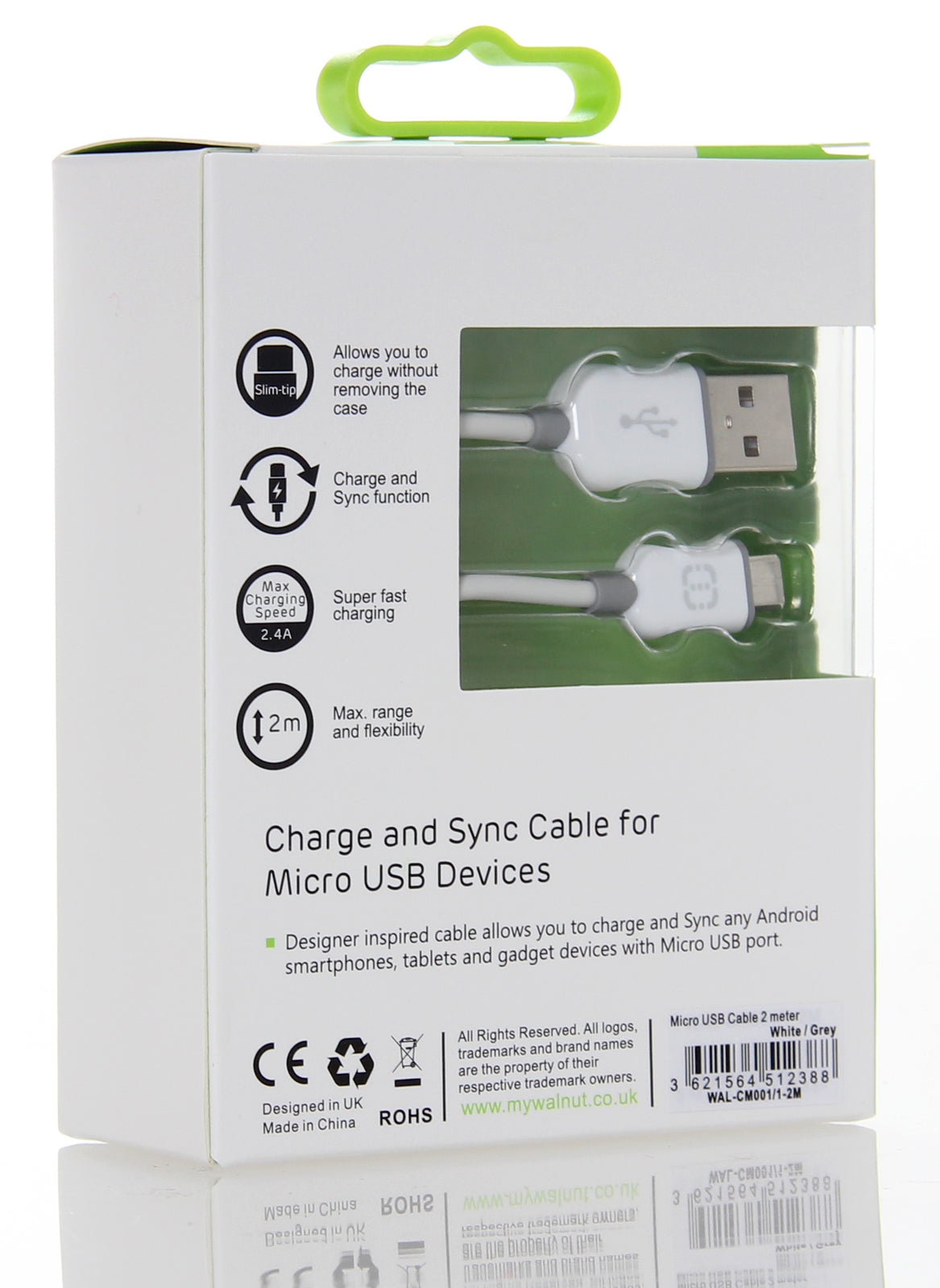 Micro USB Cable White/Grey 2m