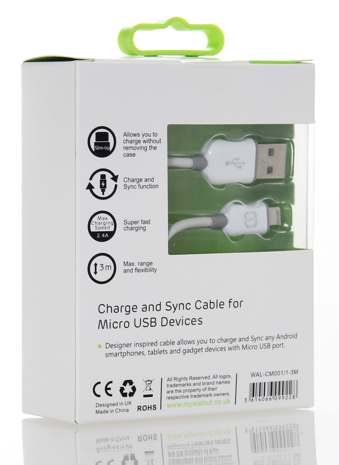 Micro USB Cable White/Grey 3m